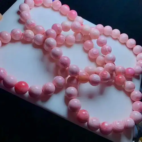 天然深海粉贝壳单圈手串爆时尚百搭女款胭脂螺女王贝手链一手货源