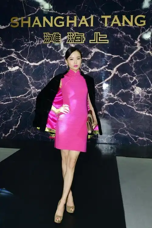 黄龄够自信,穿玫红色旗袍优雅吸睛,气场全开不输外国名媛