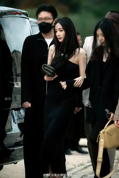 杨幂黑长直黑色礼服又美又飒