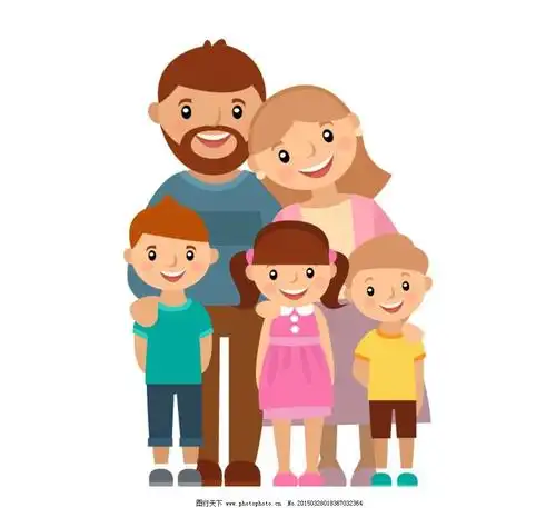 卡通全家福简笔画颜色