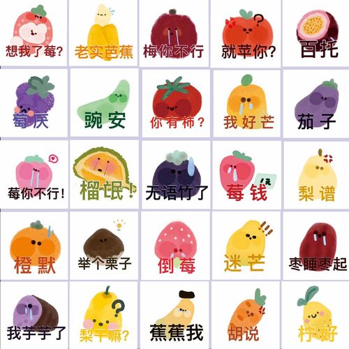 可爱水果表情包贴纸有趣谐音词搞怪沙雕创意手机壳电脑装饰防水贴