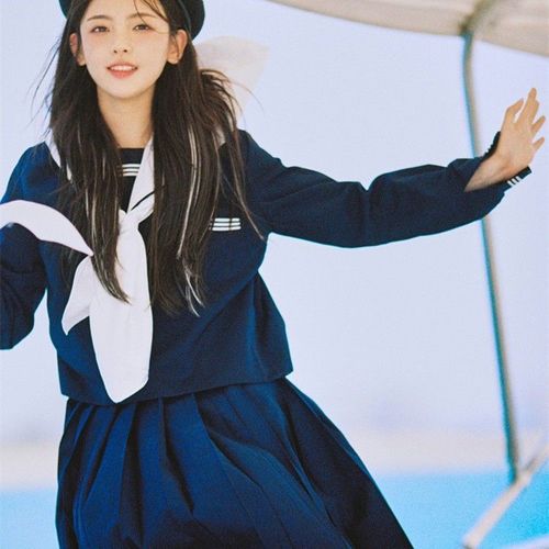 杨超越同款现货jk制服裙绀色白领水手服正版基础款正统校供裙套装