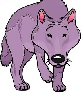 卡通画一只紫色的狼
