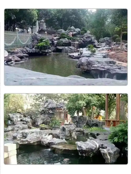 广东太湖石黑色景观石园林装饰叠层假山公园假山石太湖石造景