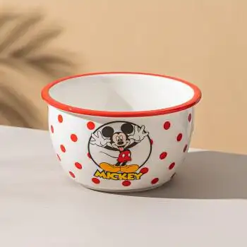 言则米奇儿童陶瓷卡通碗碟套装家用碗盘餐具创意碗筷组合米奇475英寸