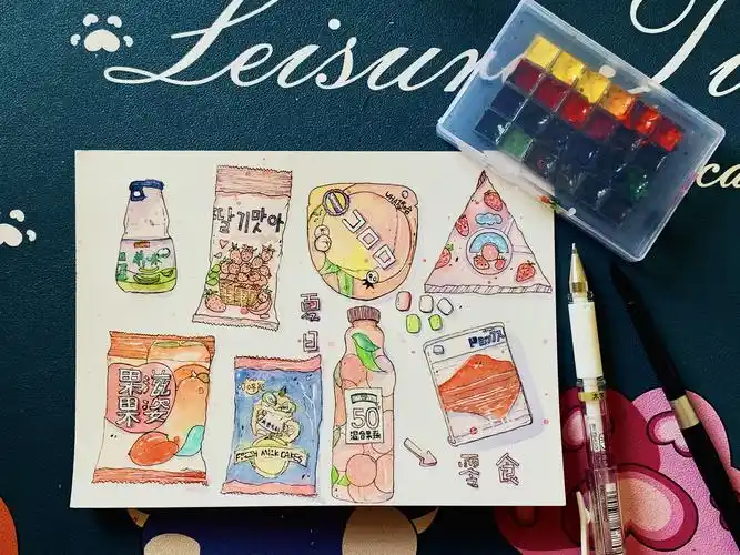 钢笔淡彩:夏日小零食(内含小视频)