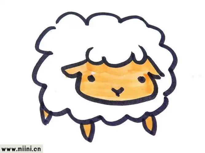 卡通小绵羊简笔画步骤教程