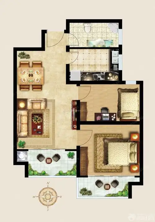 两房80平米小户型平面图