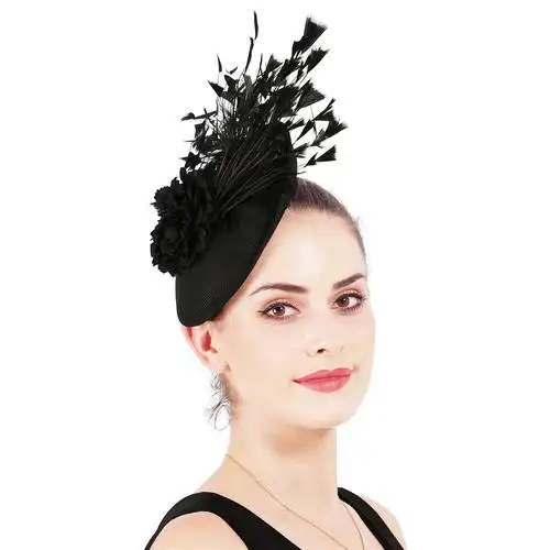 英伦时尚百搭麻纱新娘礼帽 新款面纱羽毛纯手工发饰网纱头饰帽子