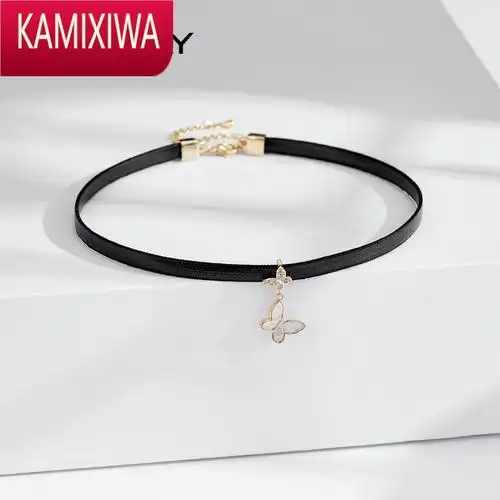 kamixiwa蝴蝶纷飞颈链项圈女短款简约气质网红choker脖子饰品颈带项链
