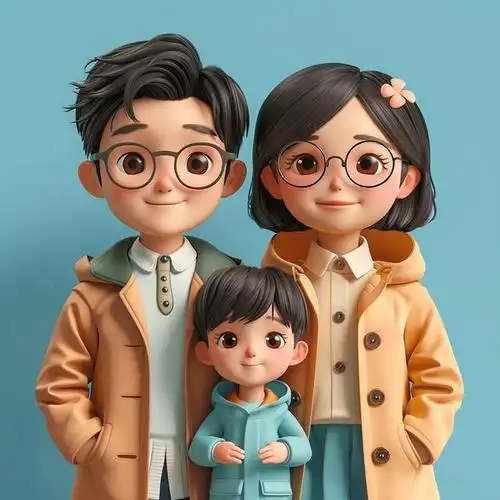 亲子头像|三口之家,戴眼镜专属头像