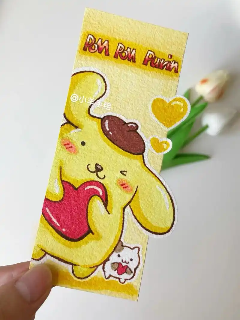 布丁狗书签|简笔画教程|三丽鸥.99可爱布丁狗来喽  #画画 - 抖音