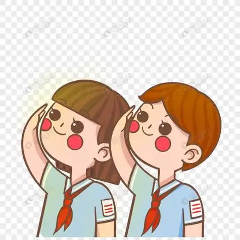 敬礼的人简笔画怎么画原创小学生红领巾少先队员敬礼卡通形象png免抠