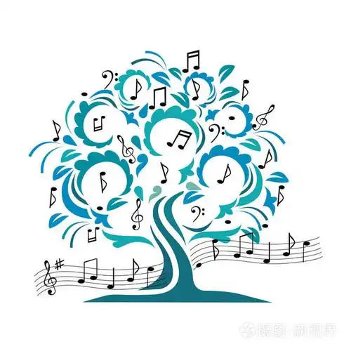 带有卷发和音符的音乐树.老式矢量插图插画-正版商用图片0q5447-摄图