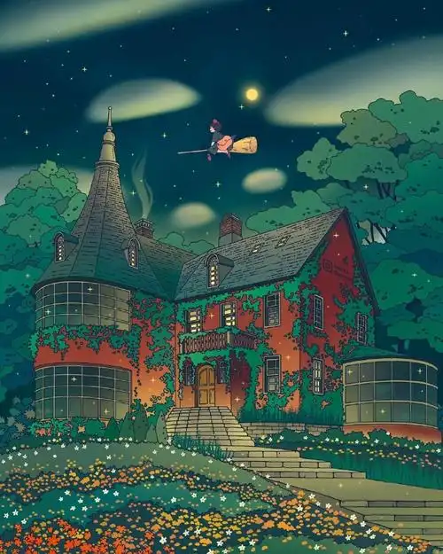 宫崎骏动漫插画背景图 好梦幻的场景啊 78
