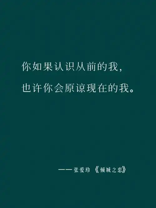 你如果认识从前的我,也许你会原谅现在的我.