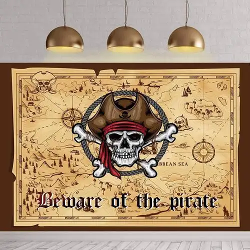 亚马逊海盗藏宝图主题摄影背景布跨境儿童生日派对装饰拍照用品