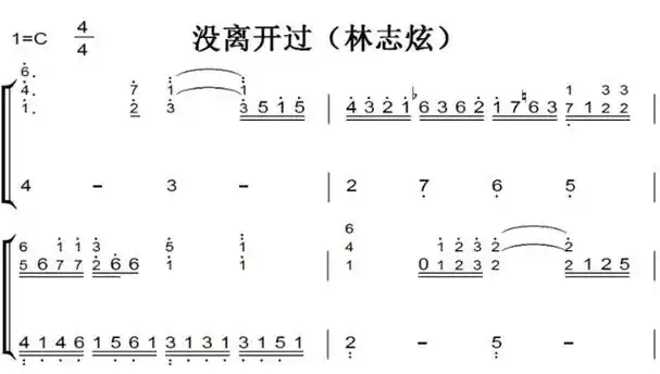 没离开过(林志炫)好听原声版 最新流行 钢琴双手简谱 钢琴谱 钢琴简谱