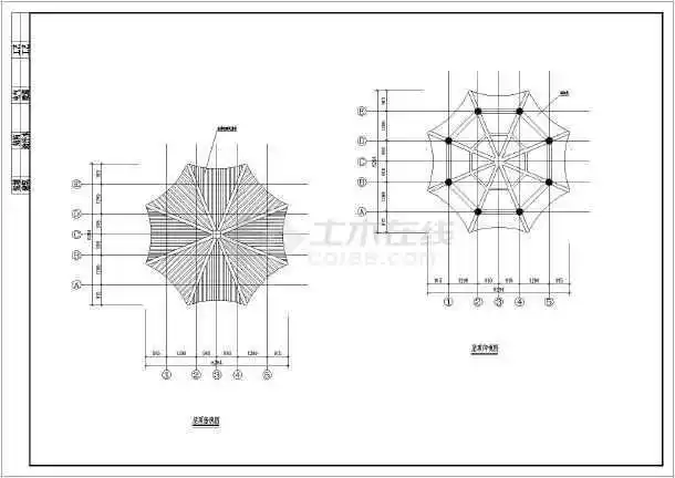 某三层钢混仿古八角景观阁施工图纸