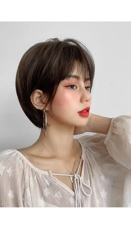 假发女短发bobo波波头时尚新式发套圆脸修脸帅气网红全头套