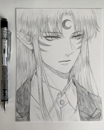 神仙画师微博转载二次元人物黑白线稿手绘