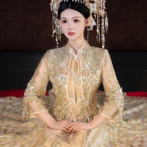 金色秀禾服2024新款新娘香槟色敬酒服高级中式结婚秀和服夏季薄款