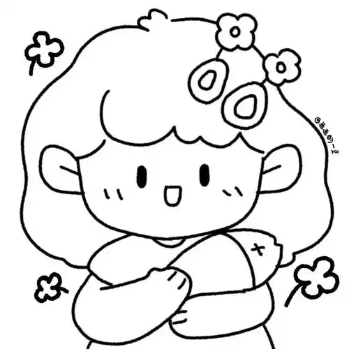 可爱女生头像日常摸鱼图附线稿