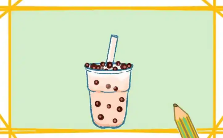 奶茶可爱简笔画卡通