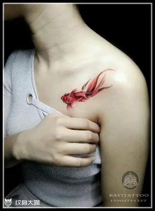 招财小金鱼_纹身图案手稿图片_巴依的纹身作品集
