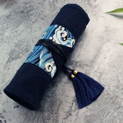 布艺手工复古文艺笔袋日系男女学生商务日常用笔卷钢笔收纳文具包