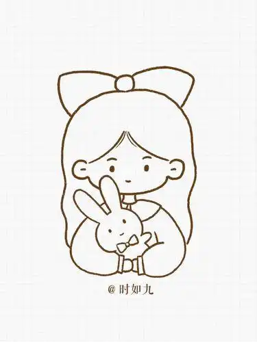 简笔画头像教程抱着兔子的女孩手帐素材简笔画手帐玩偶pro