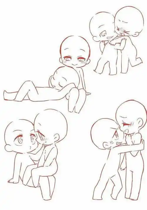 q版人物cp的互动动作该怎么画还不快学起来