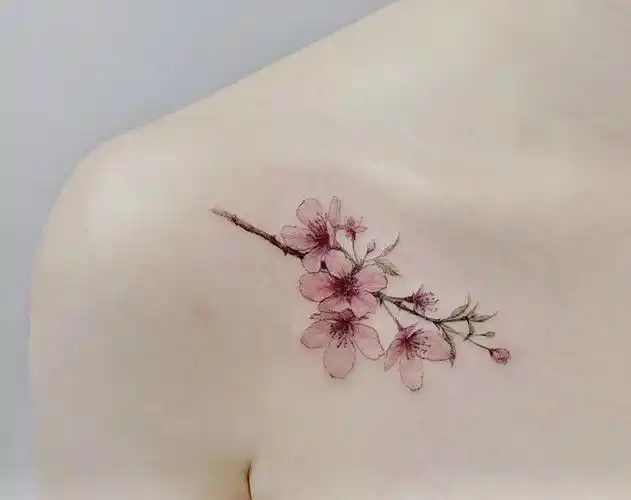 清新精致小纹身花朵和卡通动漫合集胸口彼岸花红色纹