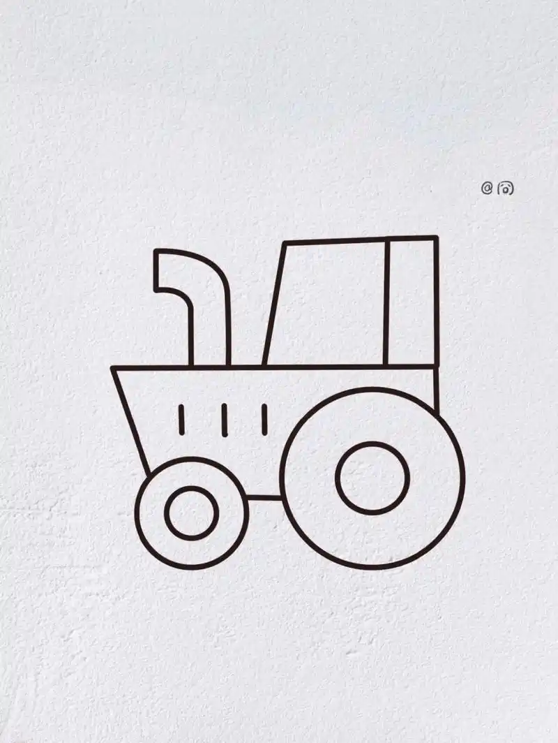 拖拉机简笔画(内附过程图)