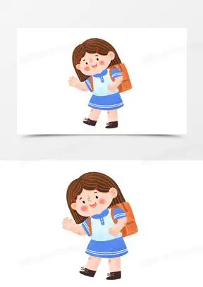 卡通手绘穿校服的小女孩免抠素材