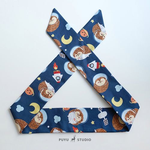 朴遇原创设计藏青色可爱太空小刺猬铁丝兔耳朵发带头巾小领巾发饰