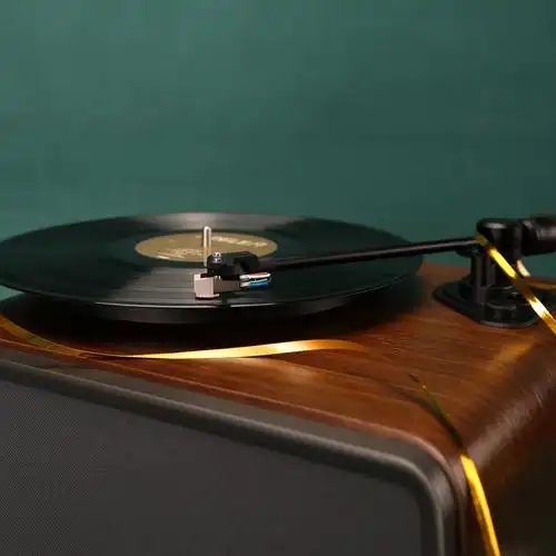 嘿哟hym-seed胡桃木色黑胶唱片机蓝牙音响黑胶lp电唱机留声机软装摆件