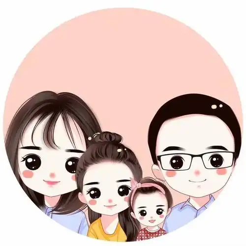手绘头像:全家福亲子头像,幸福家庭个性微信头像