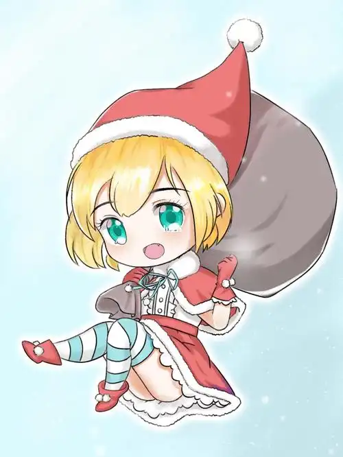 q版漫画插画背着礼物的圣诞女郎