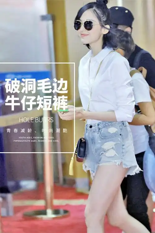 牛仔短裤女夏古力娜扎韩版高腰破洞宽松显瘦高街潮ins阔腿热裤子