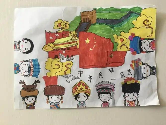 中国梦主题绘画 民族团结一家亲 - 智慧妈咪网