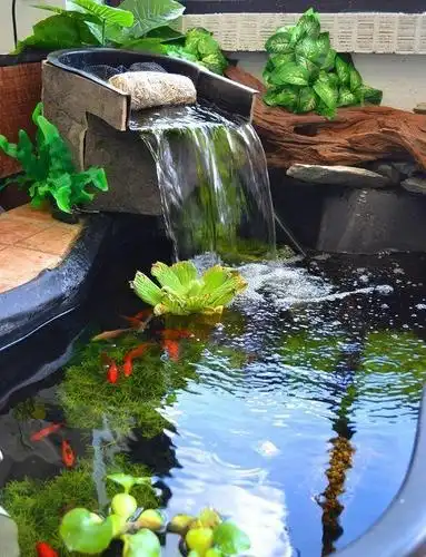 庭院里挖鱼池,楼梯下挂瀑布,你家和豪宅之间就差一个室内水景!