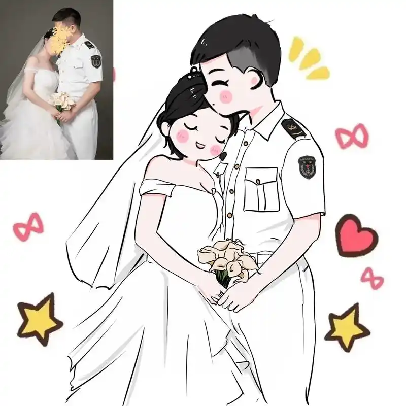 手绘头像 安排一下婚纱照 喜欢的可以看过来#囍 - 抖音