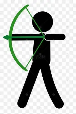 项目运动员简单运动风格图标素材射击打枪火柴人两个吊着的箭靶子射箭