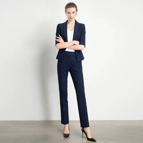 藏青色商务气质面试正装新款套裤气质职业装2021年夏季套装西装