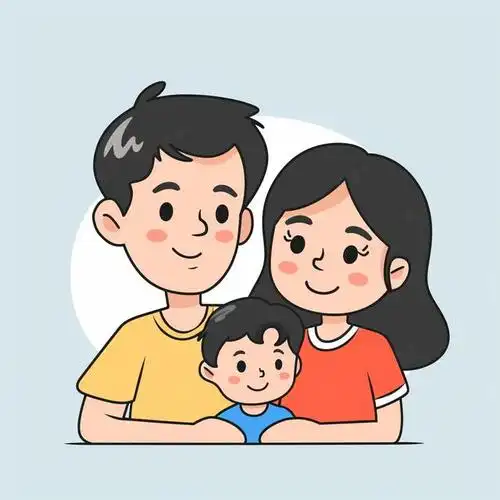 亲子头像|一家三口超萌简笔画亲子头像