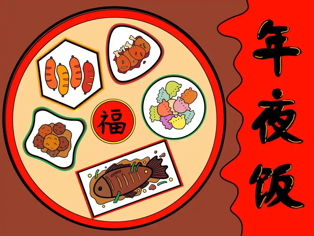 新年年夜饭儿童画.#新年快乐 #儿童画 #画画 #新年 #简 - 抖音
