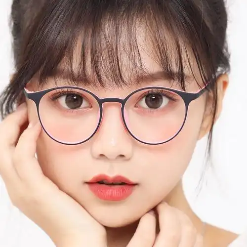 儿童防蓝光辐射护目眼镜超轻tr90近视眼镜有度数学生镜女圆框潮