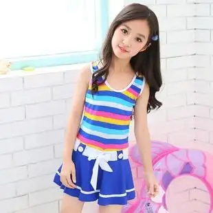 儿童泳衣女童连体裙式游泳衣连体平角裤