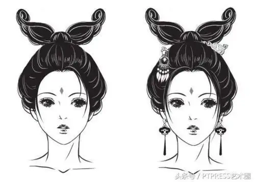古装女子头发简笔画头发的画法古代简笔画古代妃子发型简笔画古代女子